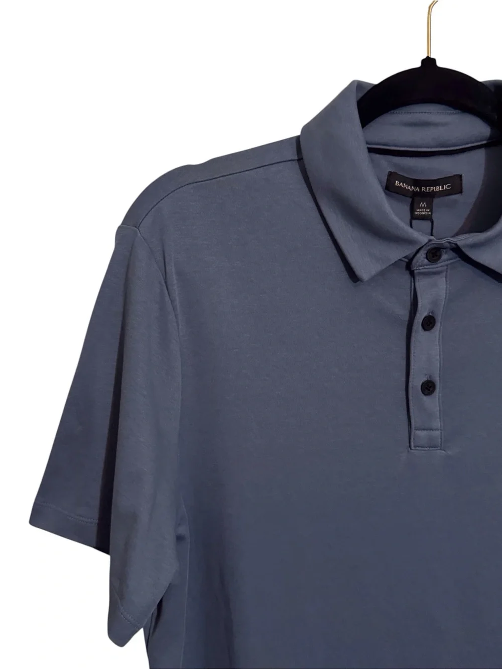 Banana Republic NWT Medium Blue Luxe Touch Performance Polo Short Sleeve Cotton